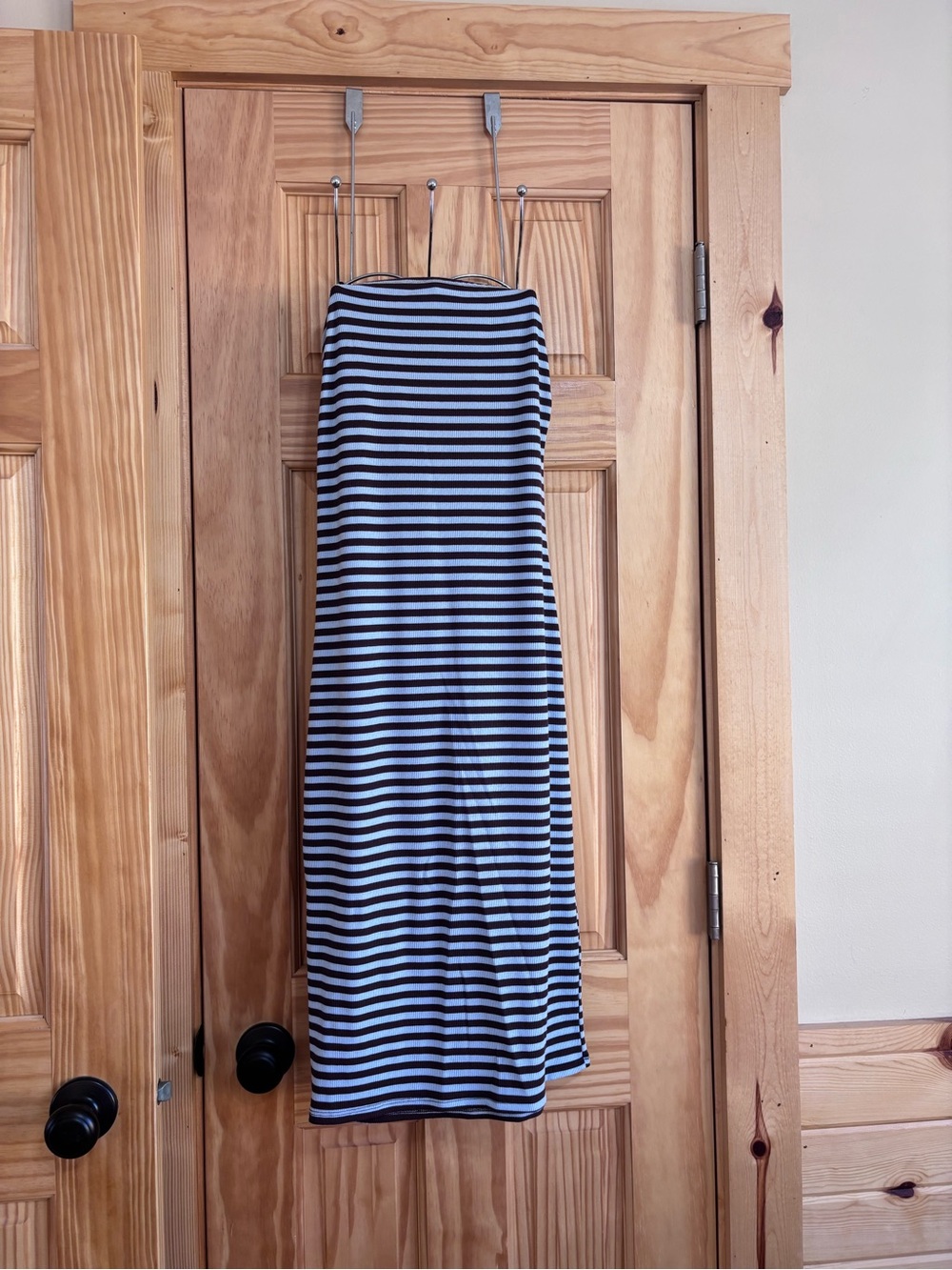 T.J.Maxx Black and White Striped Midi Dress